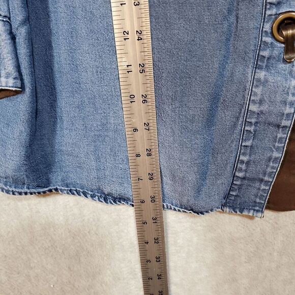Soft Surroundings Shirt Womens Blue Denim Tencel Metal Closure Chambray Collared - Picture 3 of 10